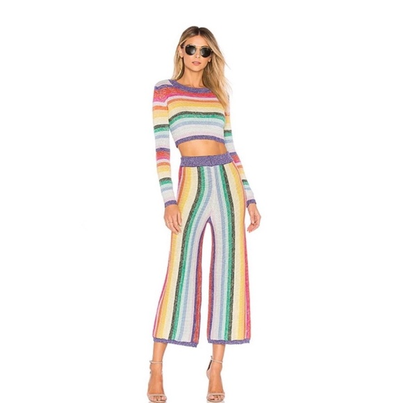 Lovers + Friends Pants - Lovers + Friends Multicolor Striped Knit Believe Pants